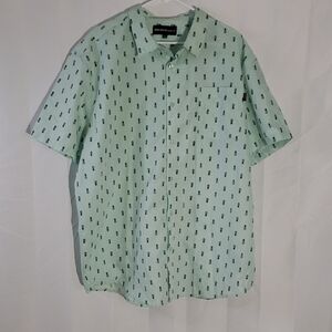 Molokai Surf Co Mint Green Short Sleeve Shirt Pineapple Print 2XL Casual